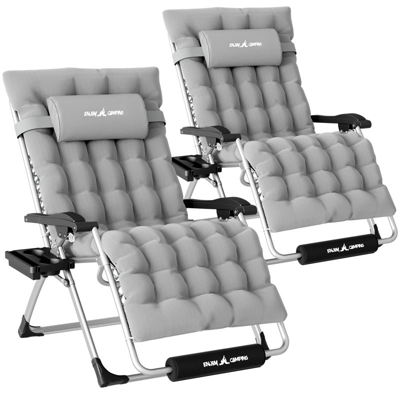 Arlmont & Co. Labiba Oversized XXL Folding Reclining Folding Zero Gravity Chair With Removable